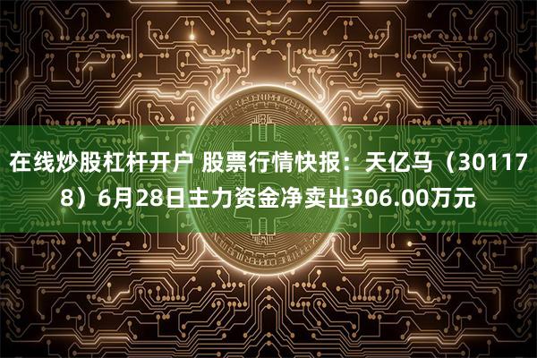 在线炒股杠杆开户 股票行情快报：天亿马（301178）6月28日主力资金净卖出306.00万元
