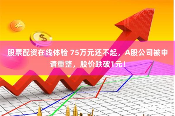 股票配资在线体验 75万元还不起，A股公司被申请重整，股价跌破1元！