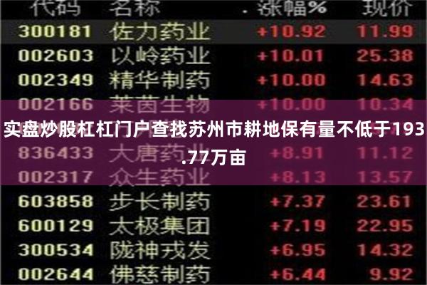 实盘炒股杠杠门户查找苏州市耕地保有量不低于193.77万亩